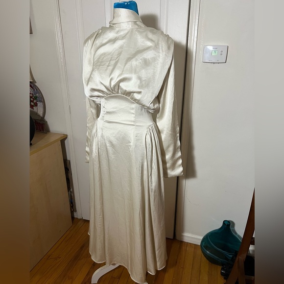 NWT The BEKK Nina High Neck Tea Length Dress Women’s Small ivory - Picture 9 of 11